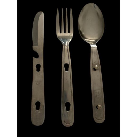 Vtg Stainless Steel Japan Camping Cutlery Utensils Knife Spoon Fork Heavy Duty - Picture 4 of 6